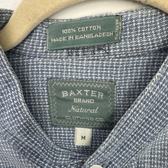 Baxter Men's Blue‎ Check Button Down Shirt Size M (XL) Stressed Look READ - Picture 3 of 8
